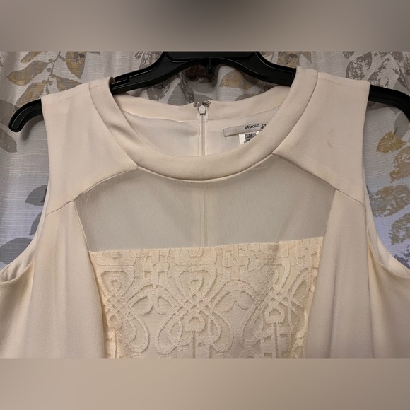 Elegant Sleeveless Dress with Sheer Cut-Out and Lace Panel - Picture 3 of 4